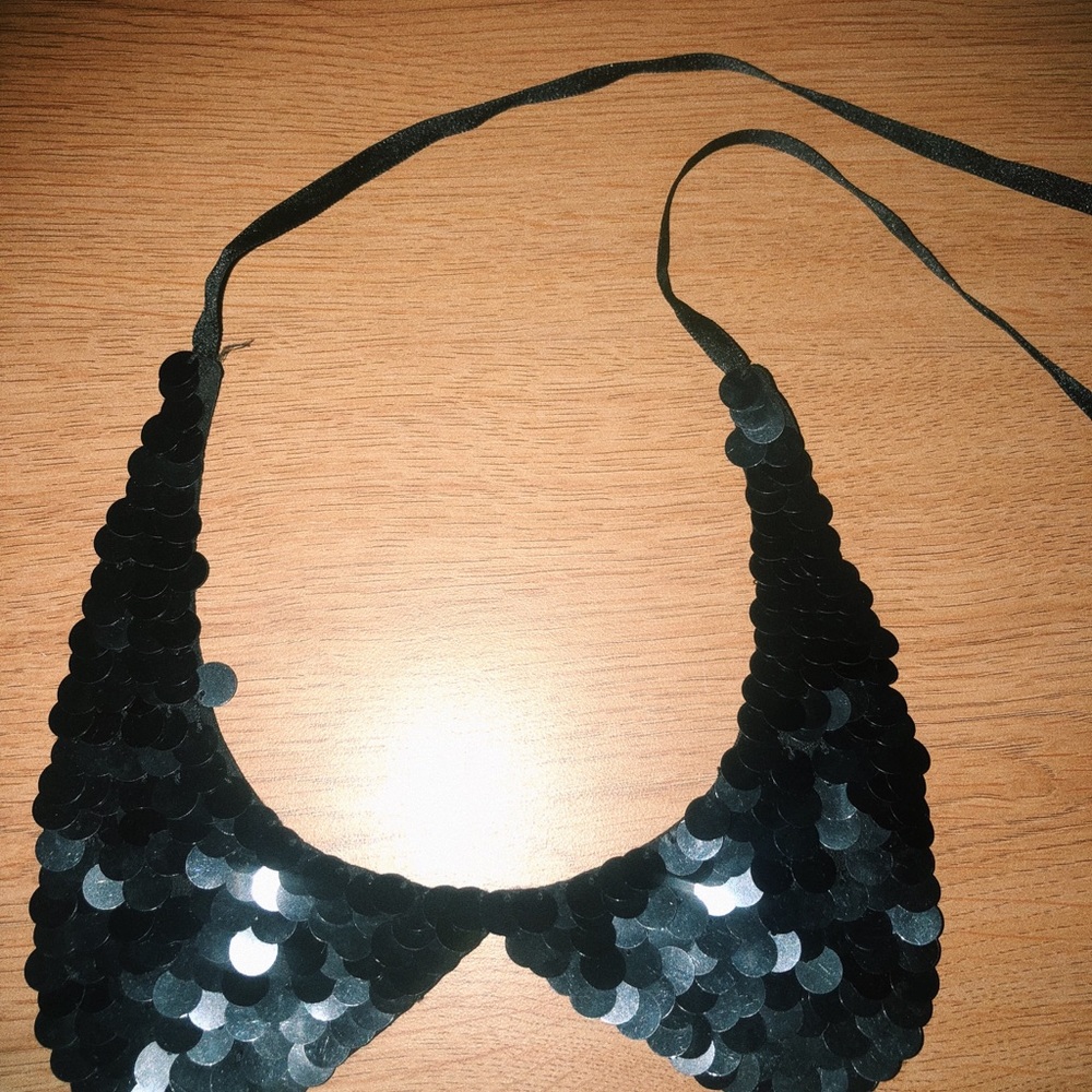 Black Sequin Collar Necklace